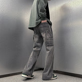 Hearujoy 2024 Spring New Men's Pants Vintage Washed Straight Tube Splicing Male Jeans High Street Fashion Casual Wide Leg Trousers